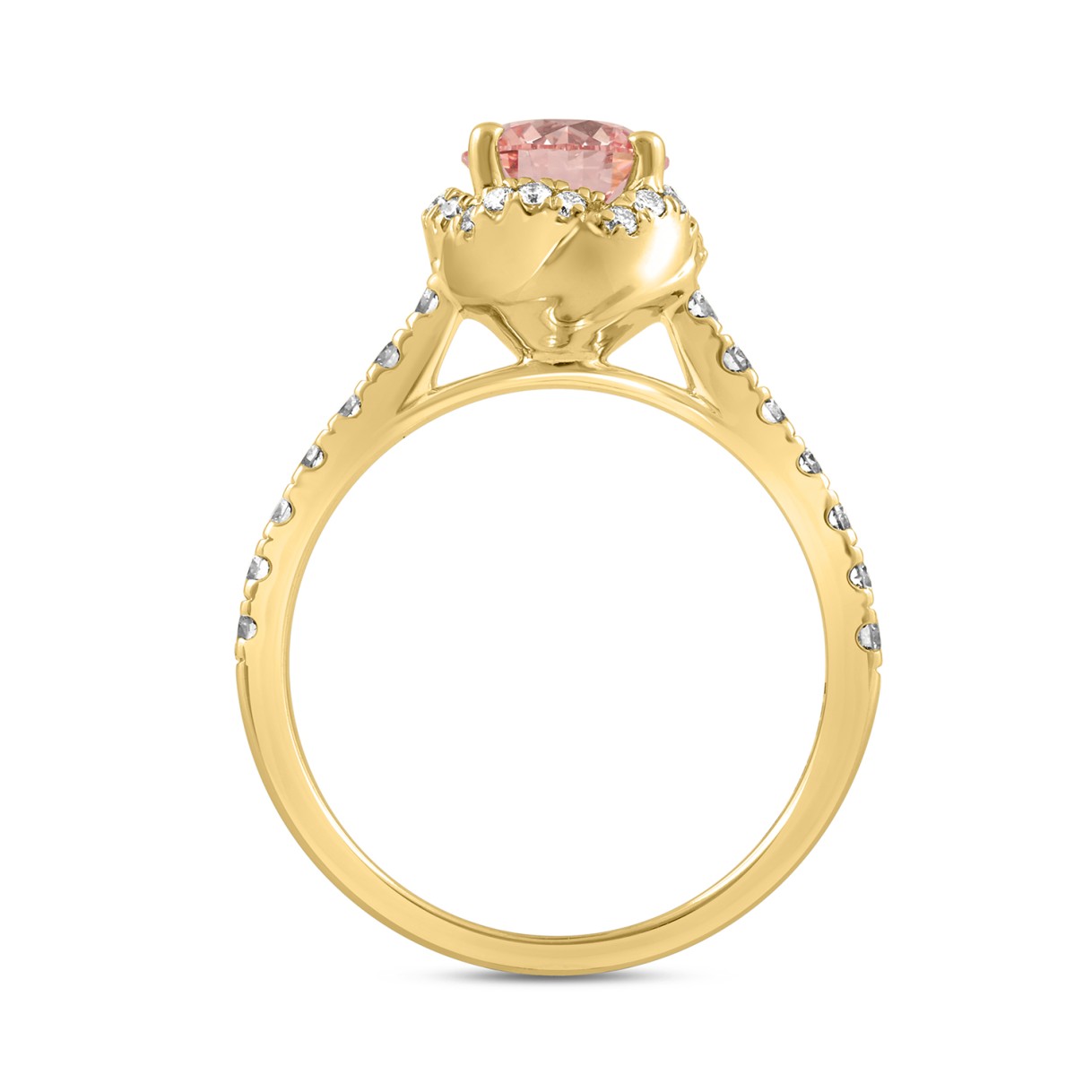 ETERNAL BLUSH COLLECTION LADIES RING 1 1/2CT ROUND DIAMOND 18K YELLOW GOLD (CENTER STONE PINK ROUND DIAMOND 1.00CT)