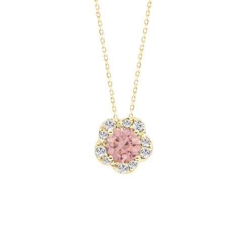 LADIES PENDANT WITH CHAIN  1.00CT ROUND DIAMOND 18K YELLOW GOLD (CENTER STONE ROUND DIAMOND 3/4CT)