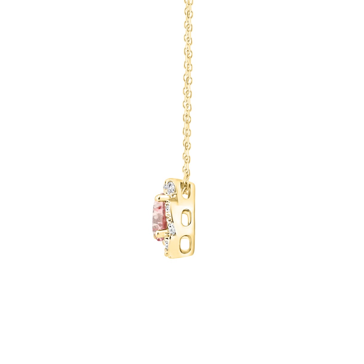 ETERNAL BLUSH COLLECTION LADIES PENDANT WITH CHAIN  1.00CT ROUND DIAMOND 18K YELLOW GOLD (CENTER STONE PINK ROUND DIAMOND 3/4CT)