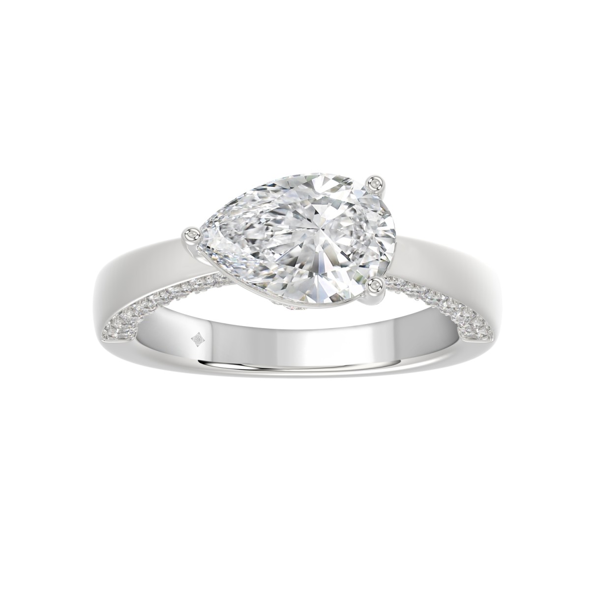 14K WHITE GOLD 2 1/2CT ROUND/PEAR DIAMOND LADIES R...