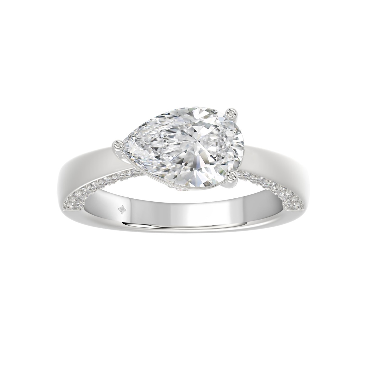 14K WHITE GOLD 2 1/2CT ROUND/PEAR DIAMOND LADIES RING (CENTER STONE PEAR DIAMOND 2.00CT)