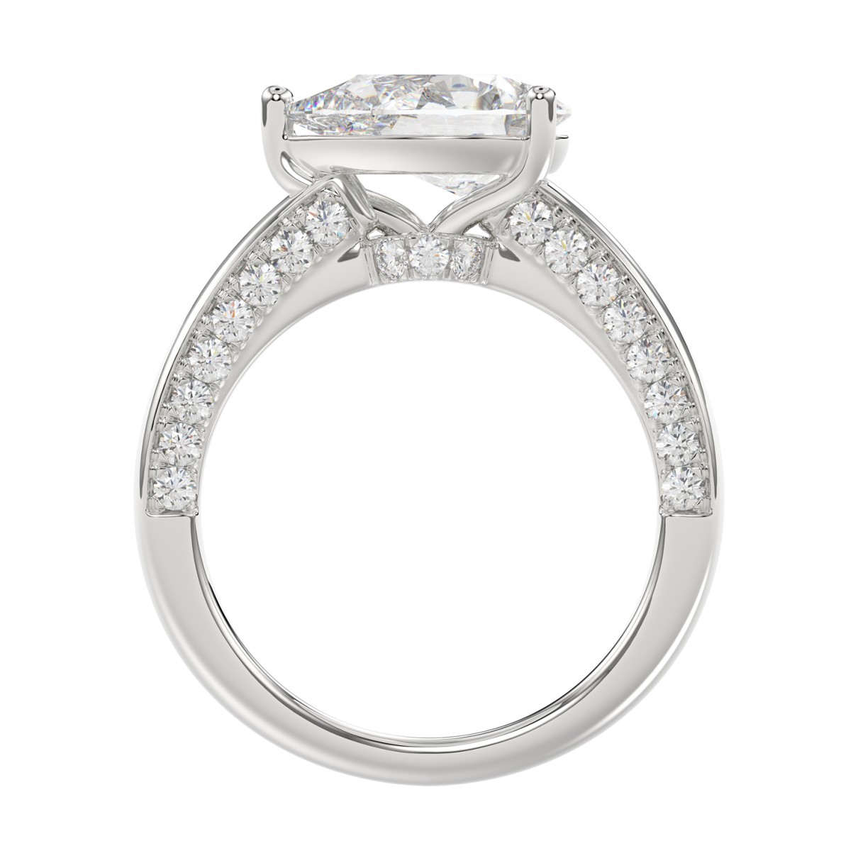 14K WHITE GOLD 2 1/2CT ROUND/PEAR DIAMOND LADIES RING (CENTER STONE PEAR DIAMOND 2.00CT)