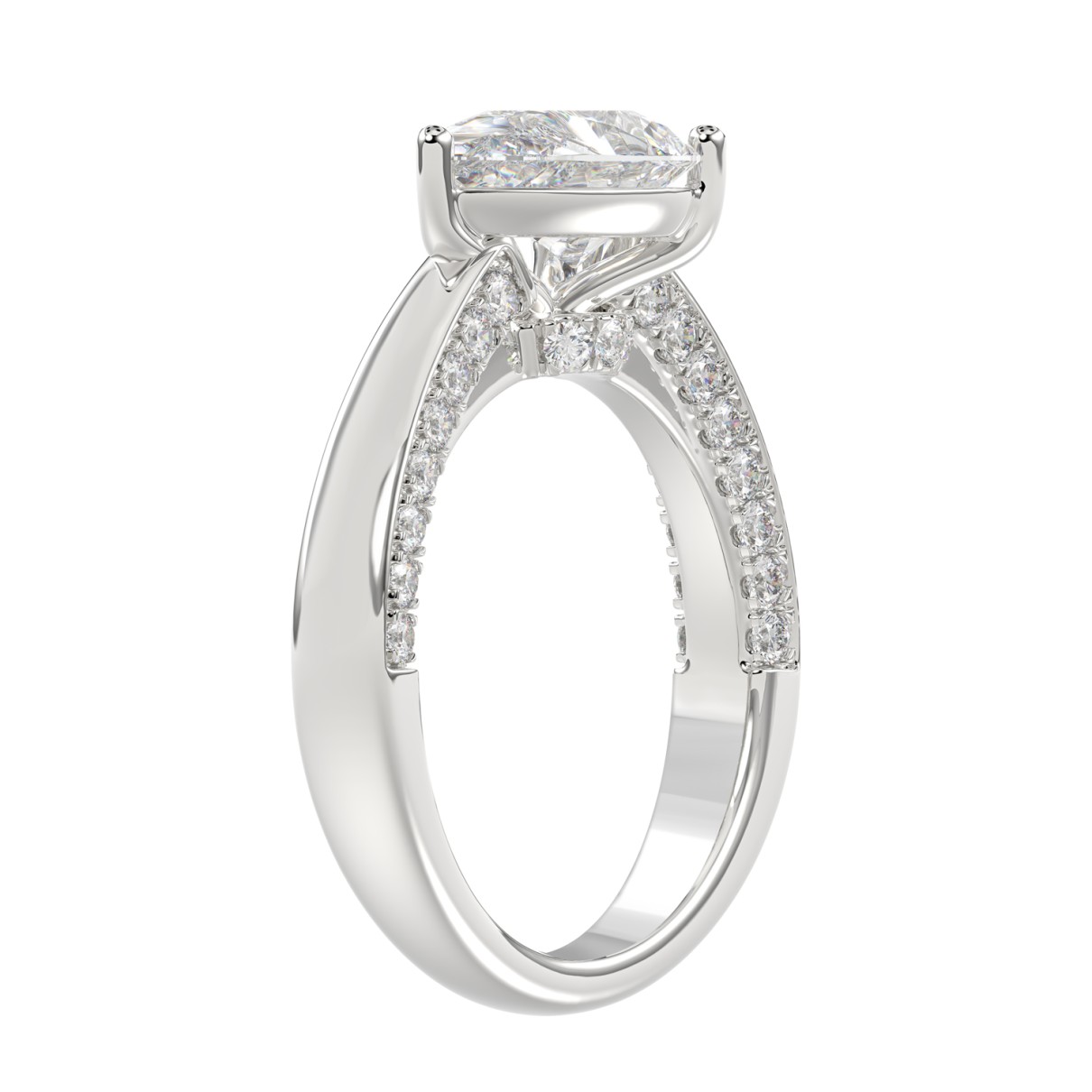 14K WHITE GOLD 2 1/2CT ROUND/PEAR DIAMOND LADIES RING (CENTER STONE PEAR DIAMOND 2.00CT)