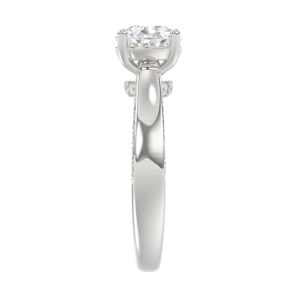 14K WHITE GOLD 2 1/2CT ROUND/PEAR DIAMOND LADIES RING (CENTER STONE PEAR DIAMOND 2.00CT)