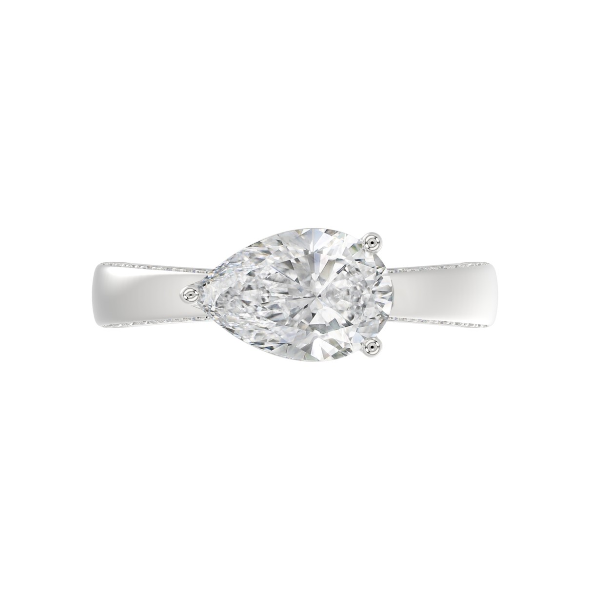 14K WHITE GOLD 2 1/2CT ROUND/PEAR DIAMOND LADIES RING (CENTER STONE PEAR DIAMOND 2.00CT)