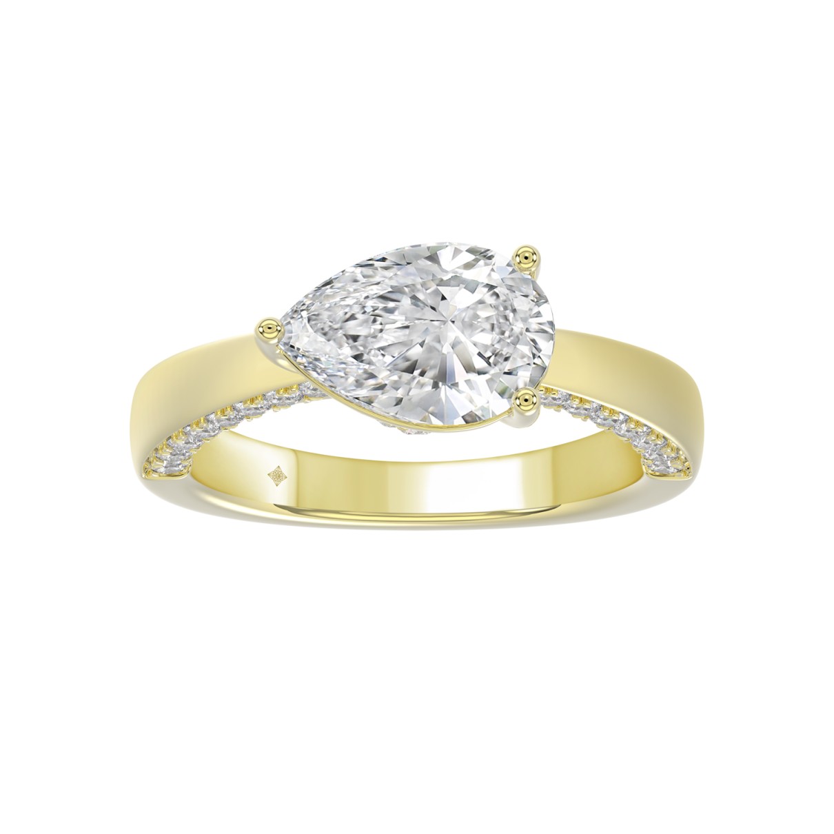 14K YELLOW GOLD 2 1/2CT ROUND/PEAR DIAMOND LADIES ...