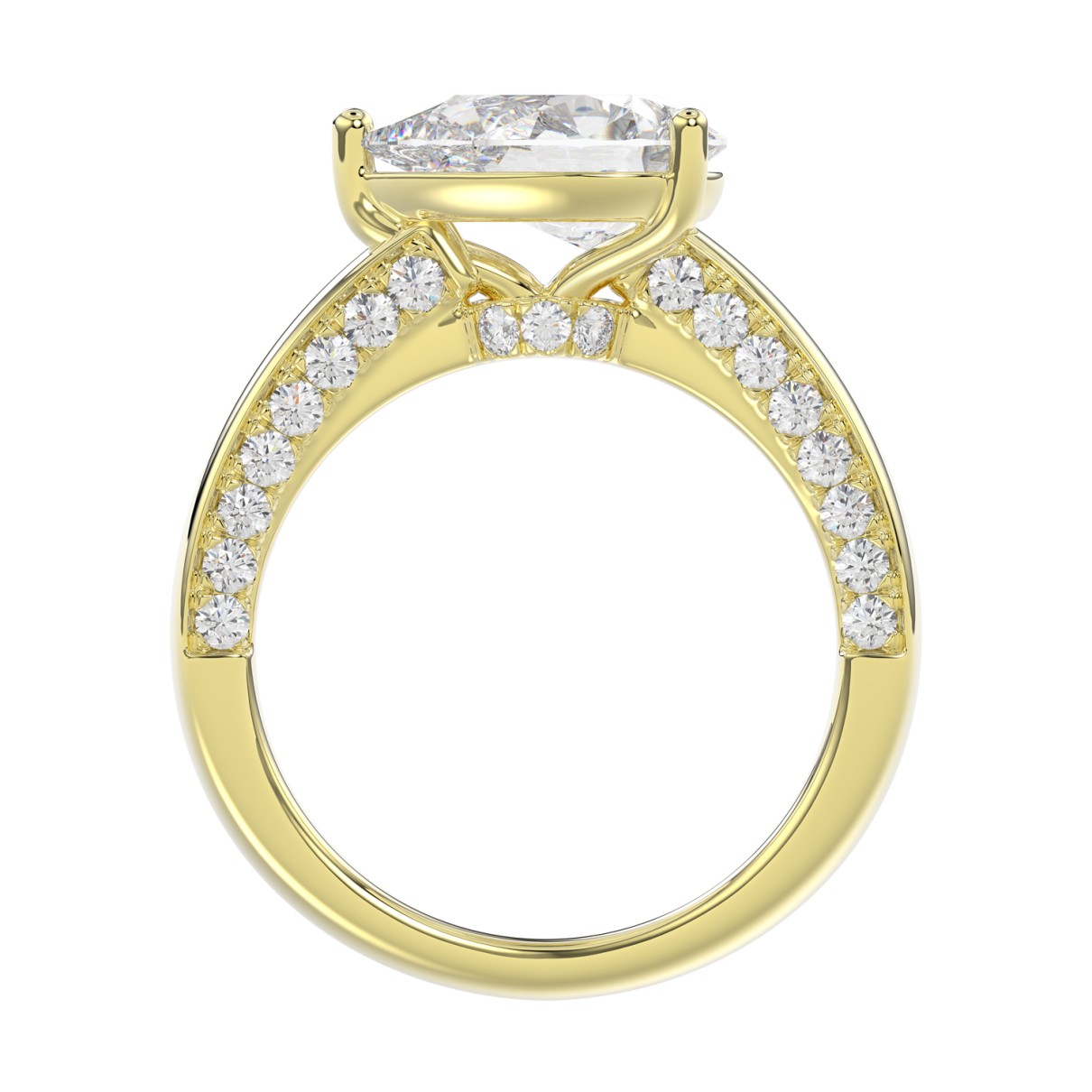 14K YELLOW GOLD 2 1/2CT ROUND/PEAR DIAMOND LADIES RING (CENTER STONE PEAR DIAMOND 2.00CT)