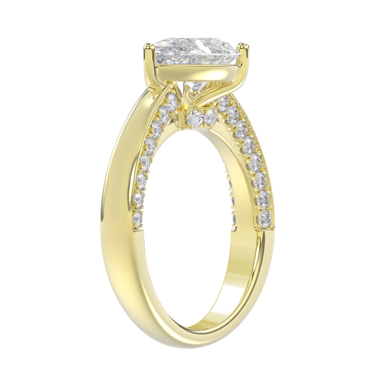 14K YELLOW GOLD 2 1/2CT ROUND/PEAR DIAMOND LADIES RING (CENTER STONE PEAR DIAMOND 2.00CT)