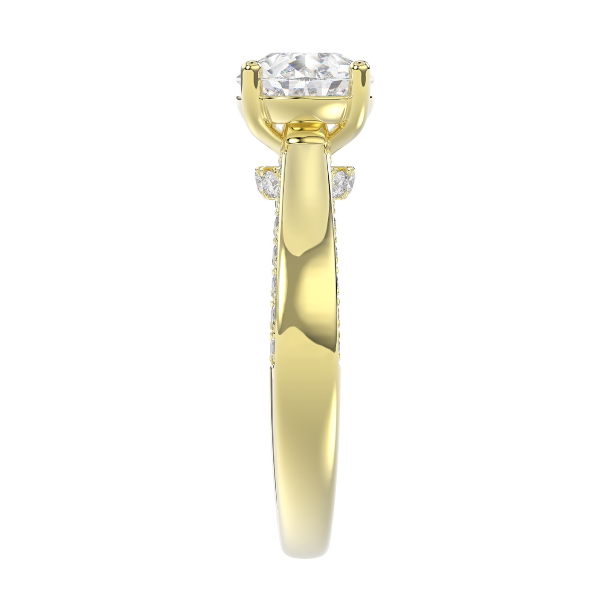 14K YELLOW GOLD 2 1/2CT ROUND/PEAR DIAMOND LADIES RING (CENTER STONE PEAR DIAMOND 2.00CT)