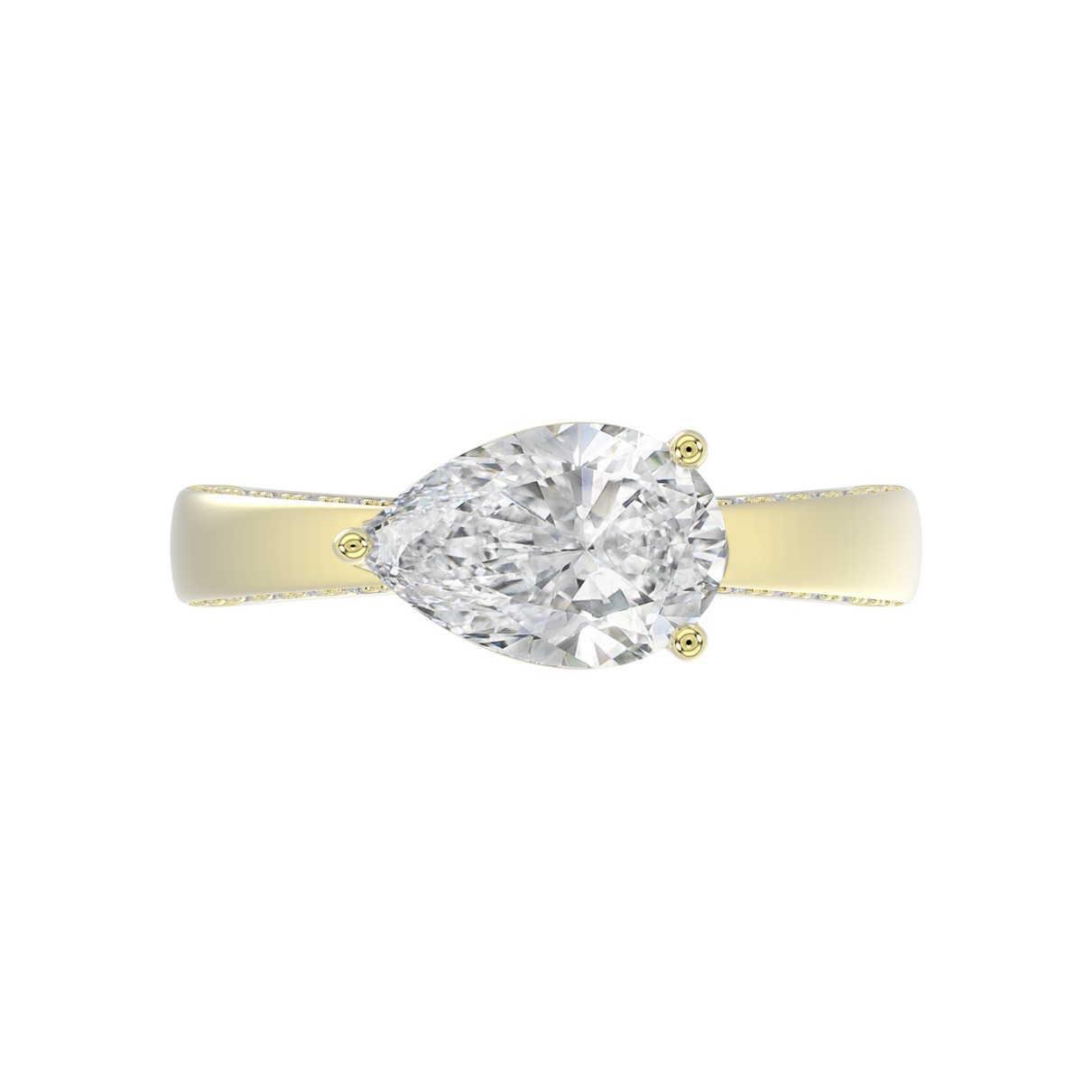 14K YELLOW GOLD 2 1/2CT ROUND/PEAR DIAMOND LADIES RING (CENTER STONE PEAR DIAMOND 2.00CT)