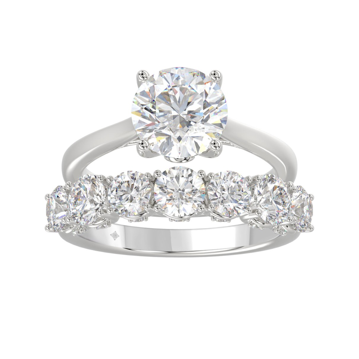 LADIES BRIDAL SET 4.00CT ROUND DIAMOND 14K WHITE GOLD (CENTER STONE ROUND DIAMOND 2.00CT)