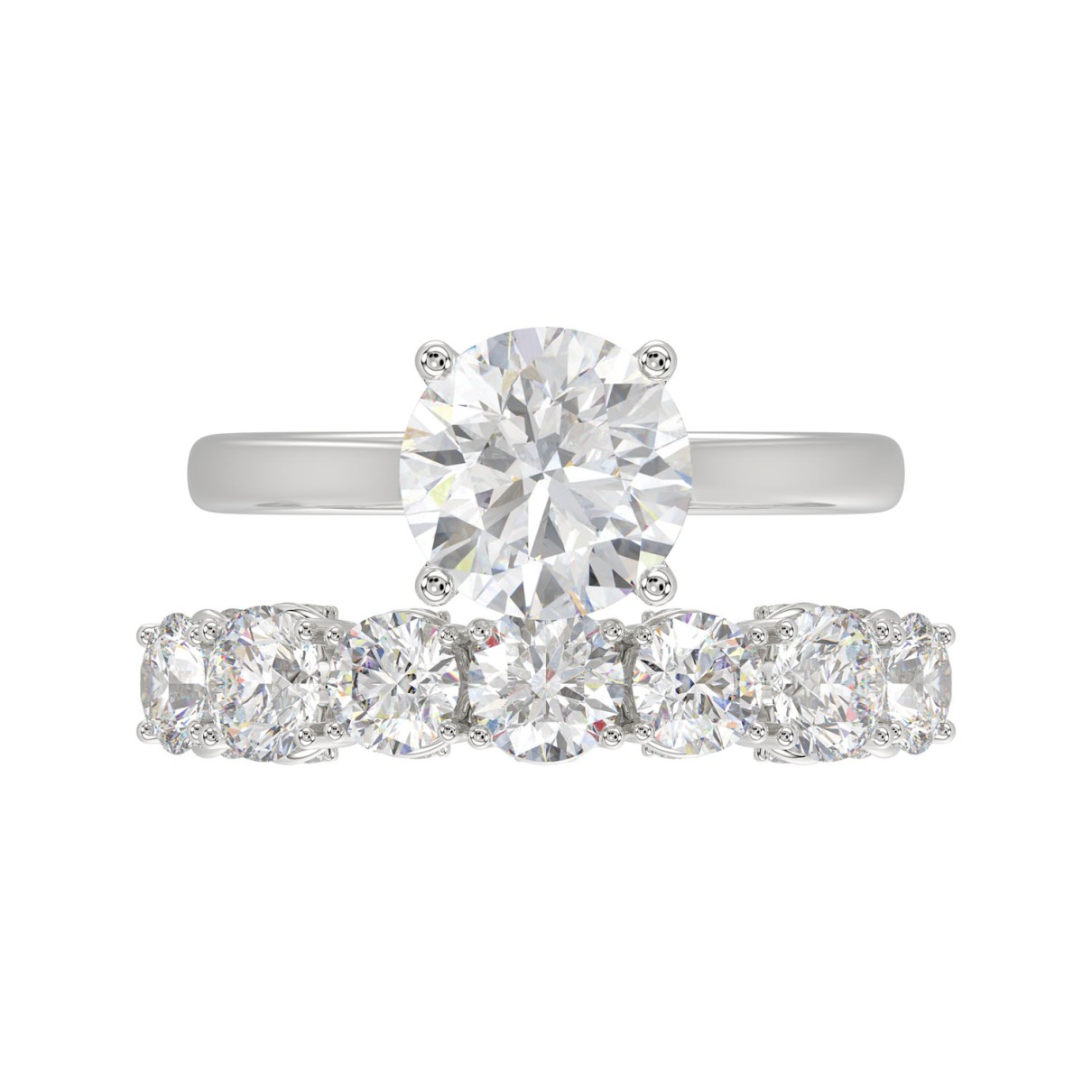 LADIES BRIDAL SET 4.00CT ROUND DIAMOND 14K WHITE GOLD (CENTER STONE ROUND DIAMOND 2.00CT)