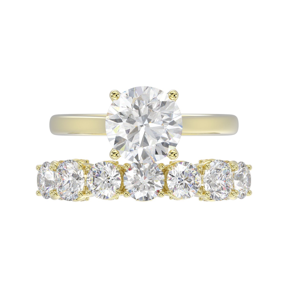 LADIES BRIDAL SET 4.00CT ROUND DIAMOND 14K YELLOW GOLD (CENTER STONE ROUND DIAMOND 2.00CT)