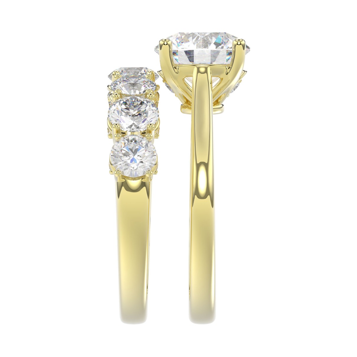 LADIES BRIDAL SET 4.00CT ROUND DIAMOND 14K YELLOW GOLD (CENTER STONE ROUND DIAMOND 2.00CT)