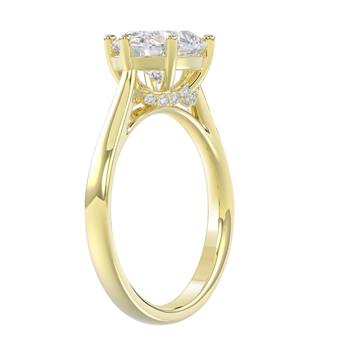 LADIES BRIDAL SET 3 1/3CT ROUND/OVAL DIAMOND 14K YELLOW GOLD 