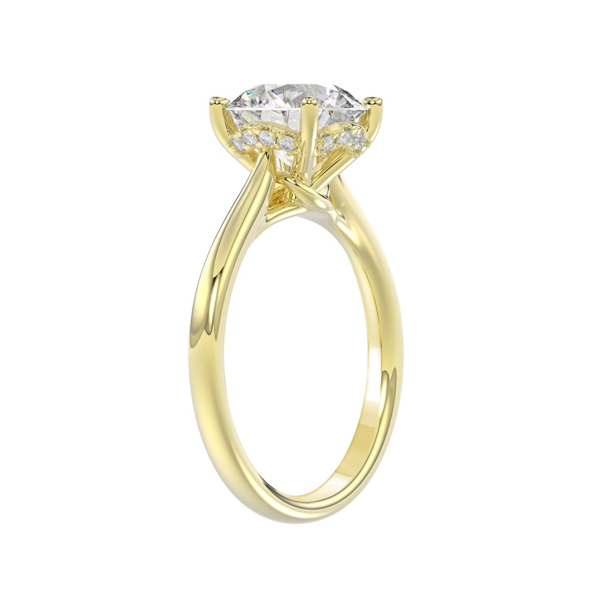 LADIES BRIDAL SET 4 1/10CT ROUND DIAMOND 14K YELLOW GOLD (CENTER STONE ROUND DIAMOND 2 1/2CT)