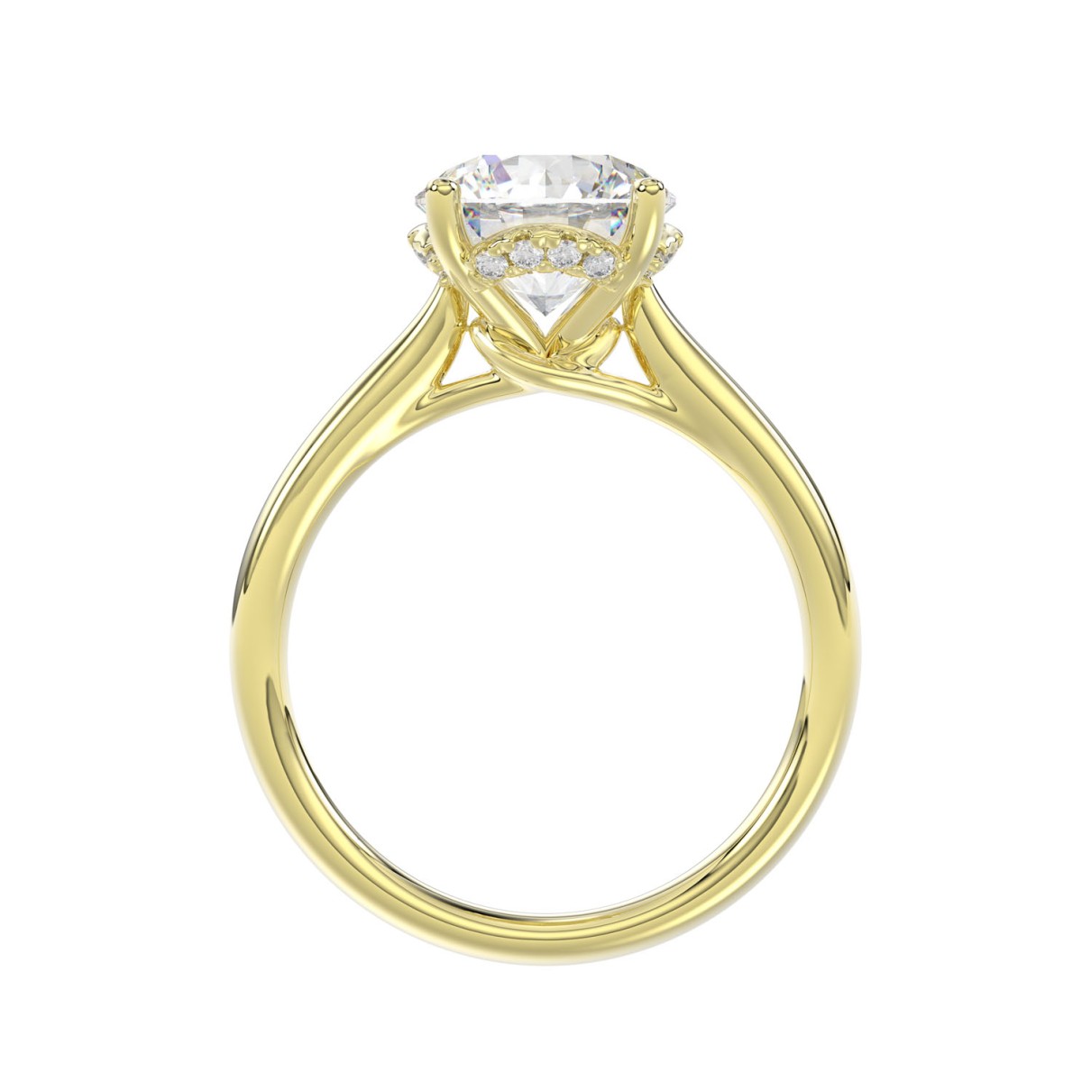 LADIES BRIDAL SET 4 1/10CT ROUND DIAMOND 14K YELLOW GOLD (CENTER STONE ROUND DIAMOND 2 1/2CT)