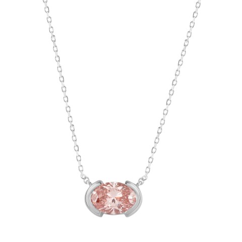 LADIES SOLITAIRE PENDANT WITH CHAIN 1 1/2CT OVAL DIAMOND 14K WHITE GOLD (CENTER STONE OVAL DIAMOND 2CT)