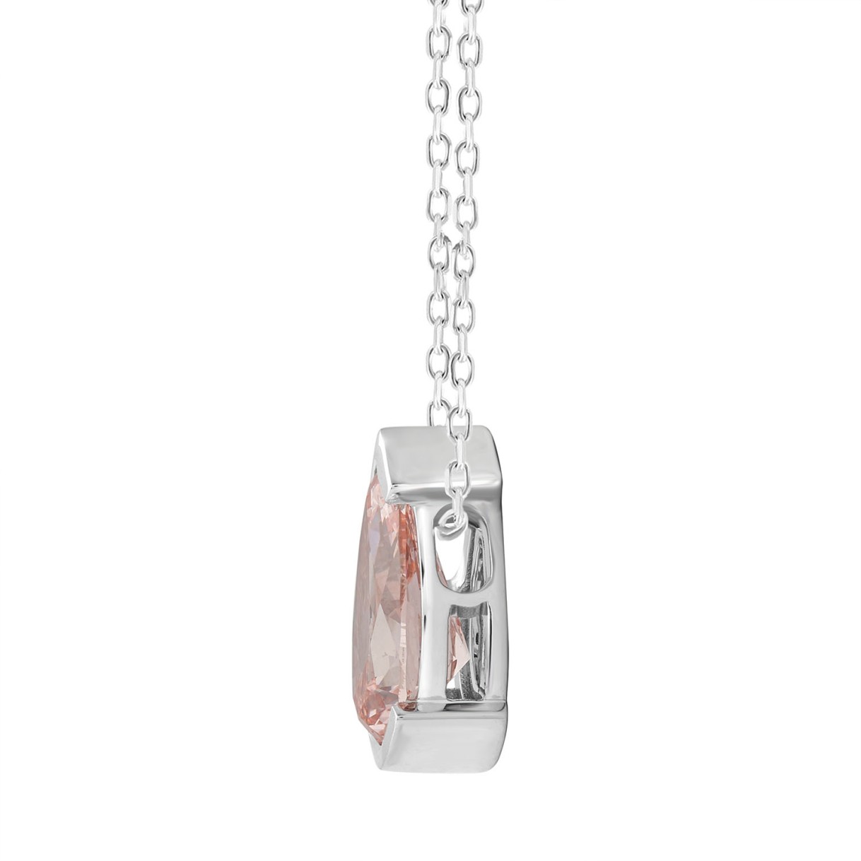 ETERNAL BLUSH COLLECTION 1.00CT LADIES SOLITAIRE PENDANT WITH CHAIN PEAR DIAMOND 14K WHITE GOLD (CENTER STONE PINK PEAR DIAMOND 1CT)