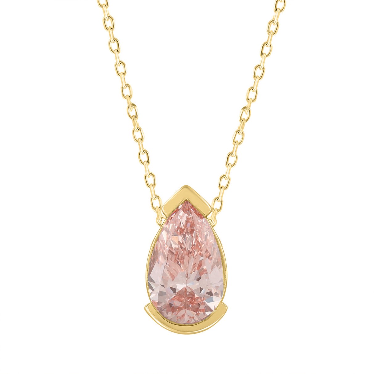 LADIES SOLITAIRE PENDANT WITH CHAIN 1.00CT PEAR DIAMOND 14K YELLOW GOLD (CENTER STONE PEAR DIAMOND 1CT)