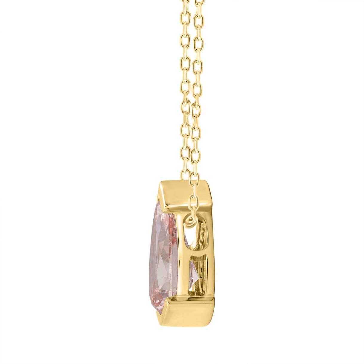 ETERNAL BLUSH COLLECTION 1.00CT LADIES SOLITAIRE PENDANT WITH CHAIN PEAR DIAMOND 14K YELLOW GOLD (CENTER STONE PINK PEAR DIAMOND 1CT)