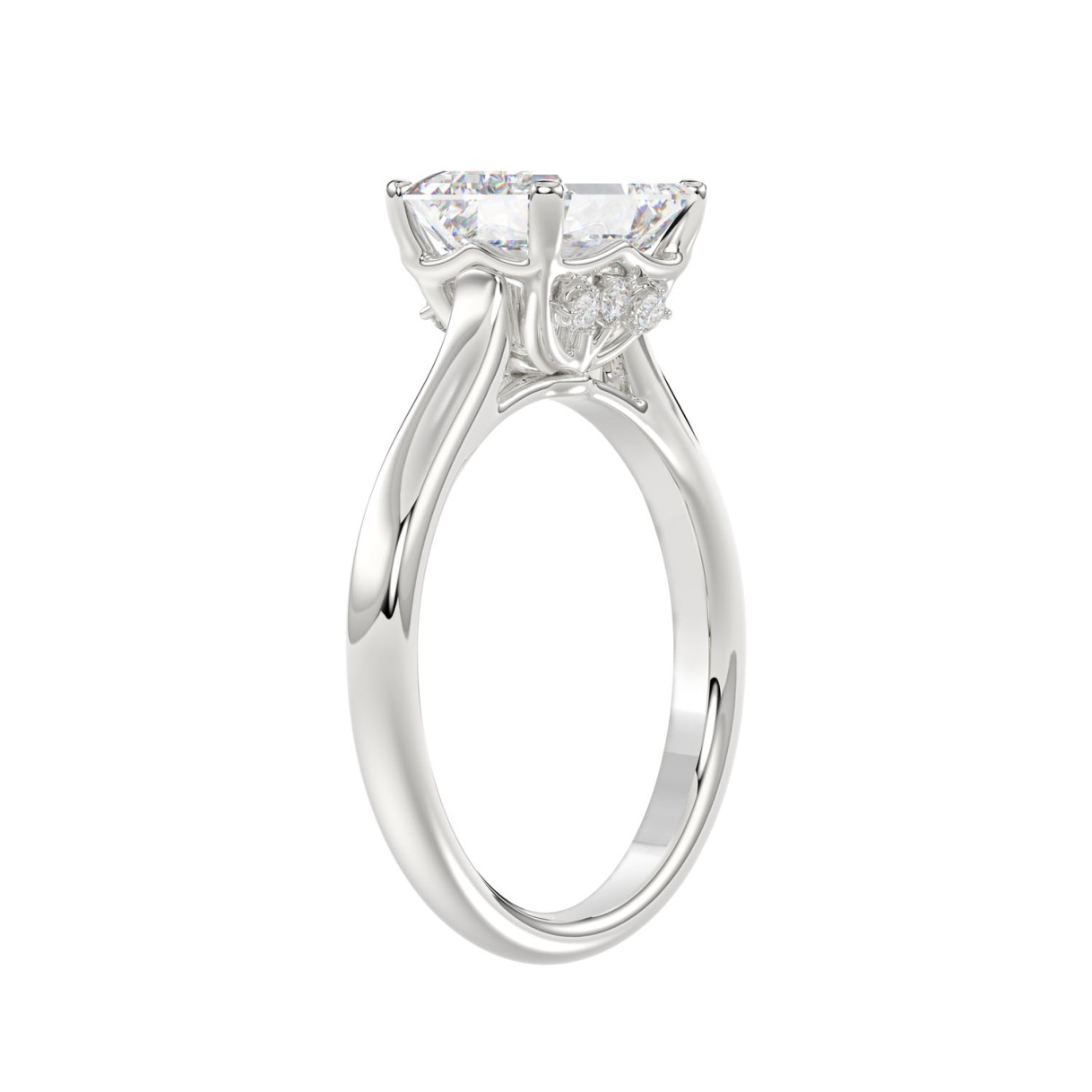 LADIES BRIDAL SET 3 1/2CT ROUND/EMERALD DIAMOND 14K WHITE GOLD (CENTER STONE EMERALD DIAMOND 2.00CT)