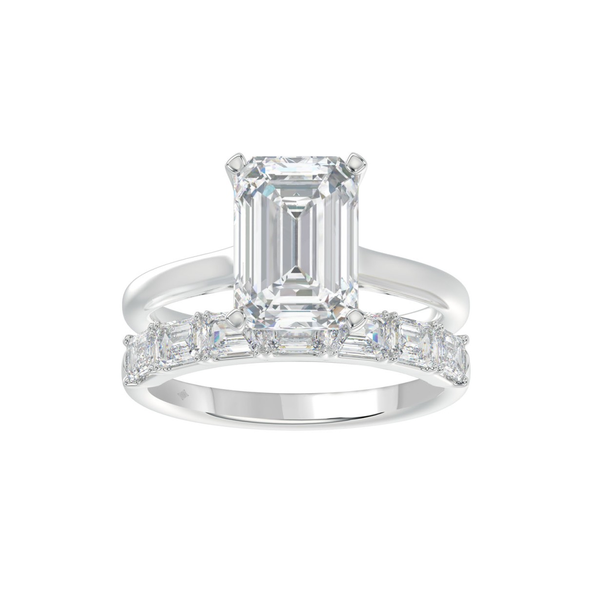 14K WHITE GOLD 3 7/8CT ROUND/EMERALD DIAMOND LADIES BRIDAL SET (CENTER STONE EMERALD DIAMOND 2 1/2CT)