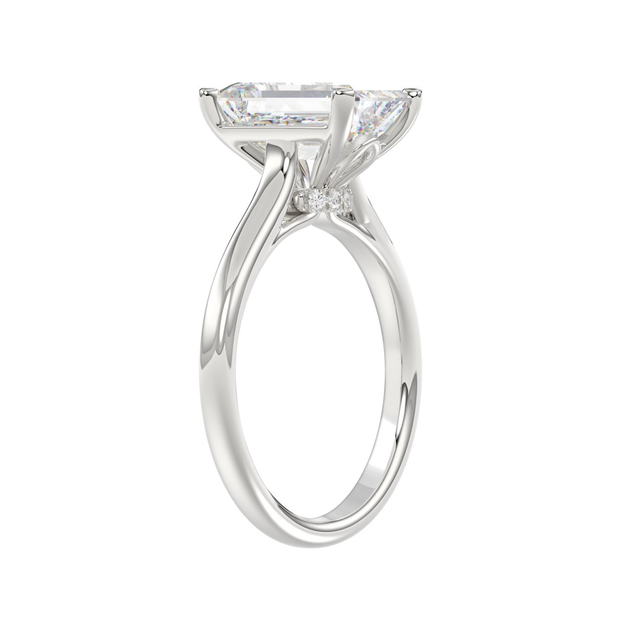 14K WHITE GOLD 3 7/8CT ROUND/EMERALD DIAMOND LADIES BRIDAL SET (CENTER STONE EMERALD DIAMOND 2 1/2CT)