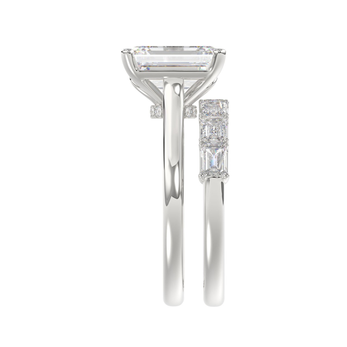 14K WHITE GOLD 3 7/8CT ROUND/EMERALD DIAMOND LADIES BRIDAL SET (CENTER STONE EMERALD DIAMOND 2 1/2CT)
