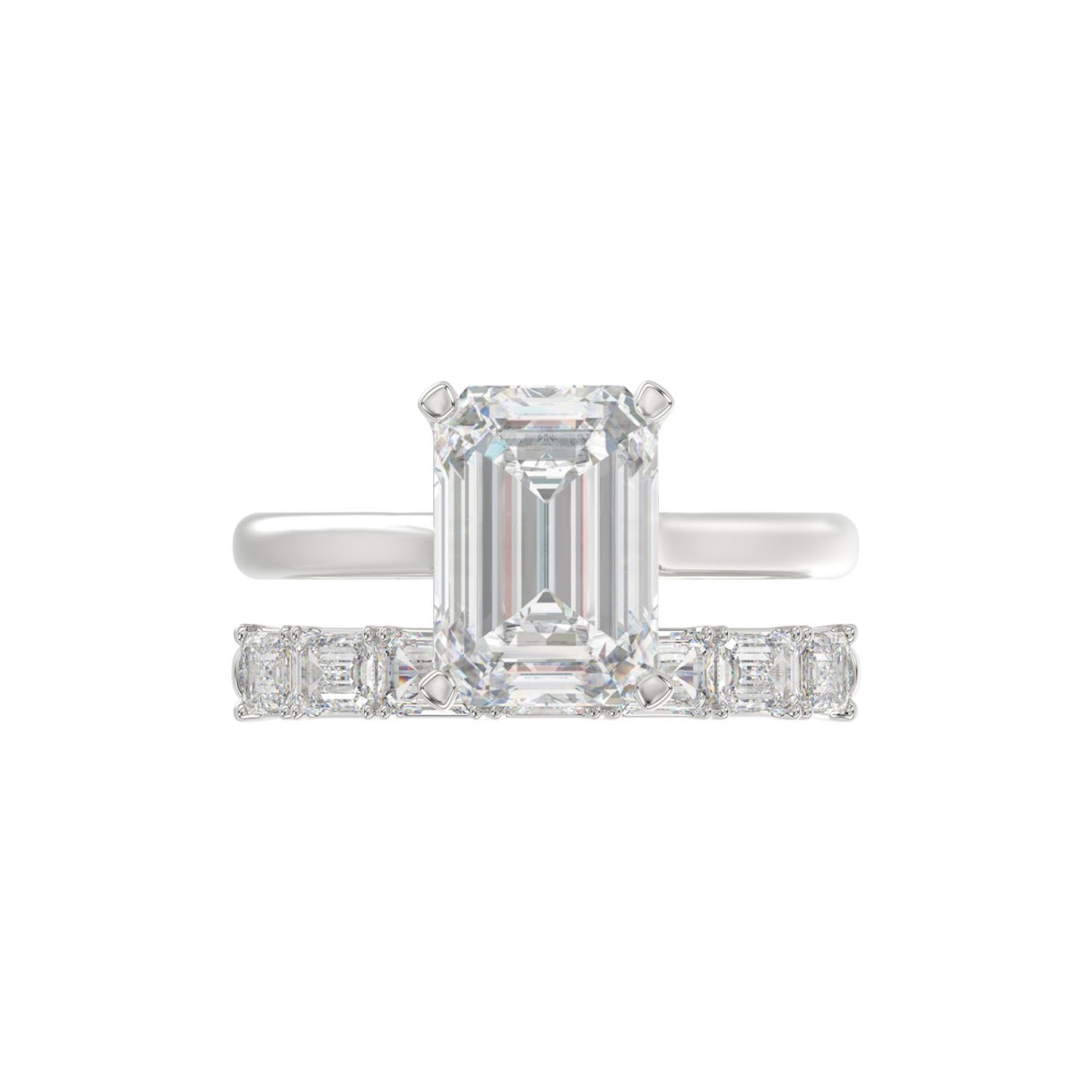 14K WHITE GOLD 3 7/8CT ROUND/EMERALD DIAMOND LADIES BRIDAL SET (CENTER STONE EMERALD DIAMOND 2 1/2CT)