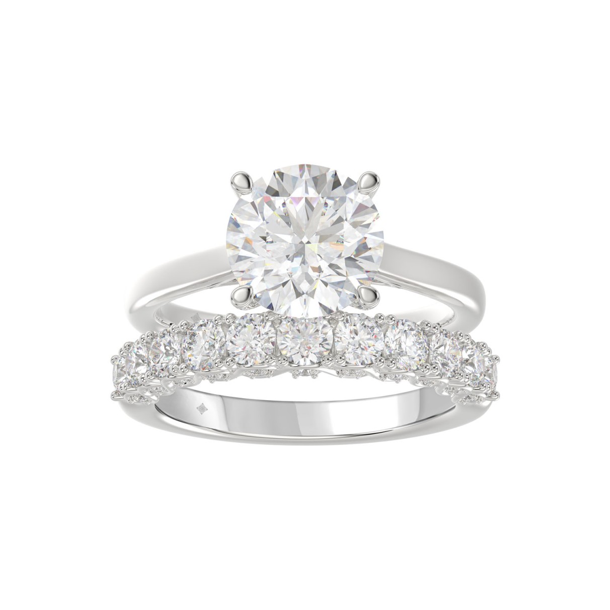 LADIES BRIDAL SET 4.00CT ROUND DIAMOND 14K WHITE G...