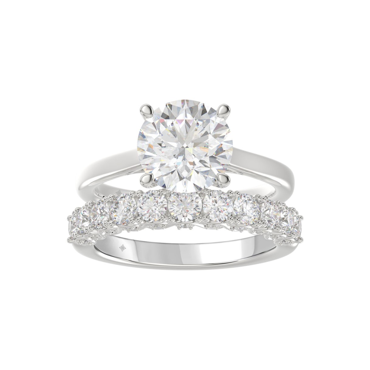 14K WHITE GOLD 4.00CT ROUND DIAMOND LADIES BRIDAL ...