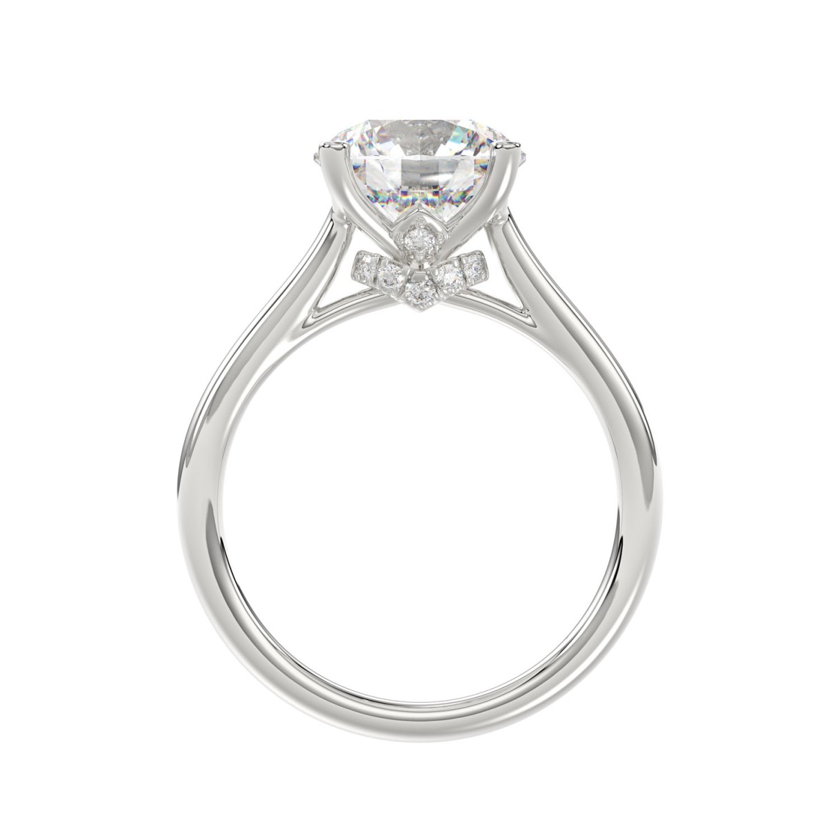 14K WHITE GOLD 4.00CT ROUND DIAMOND LADIES BRIDAL SET (CENTER STONE ROUND DIAMOND 3.00CT)