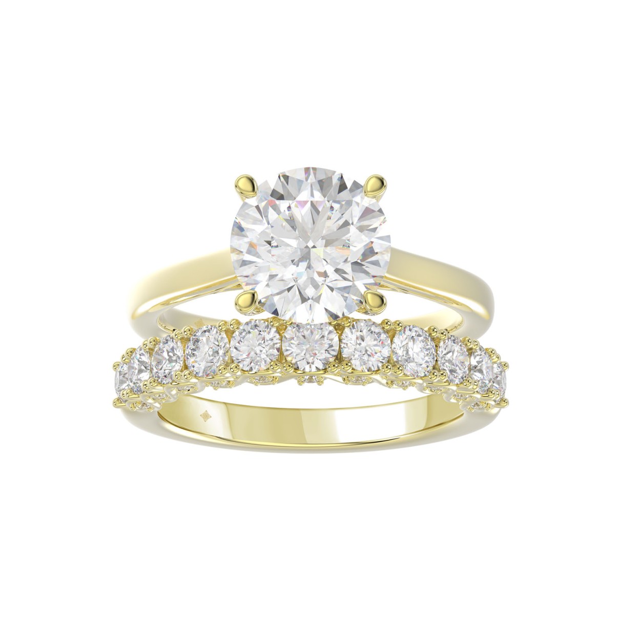 LADIES BRIDAL SET 4.00CT ROUND DIAMOND 14K YELLOW ...