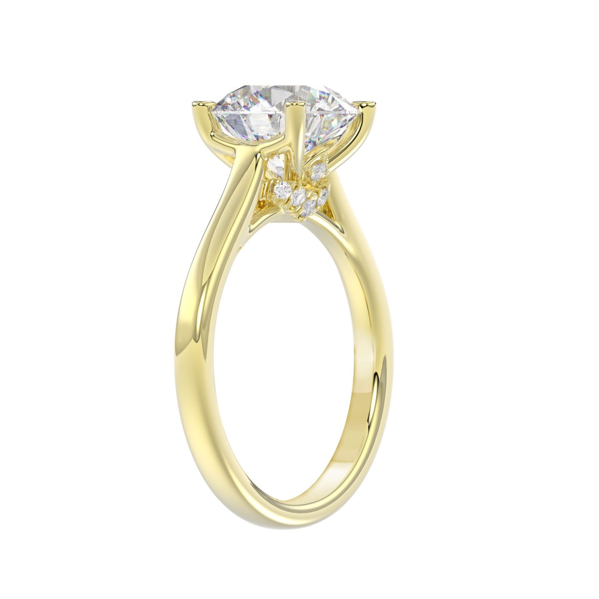 LADIES BRIDAL SET 4.00CT ROUND DIAMOND 14K YELLOW GOLD (CENTER STONE ROUND DIAMOND 3.00CT)