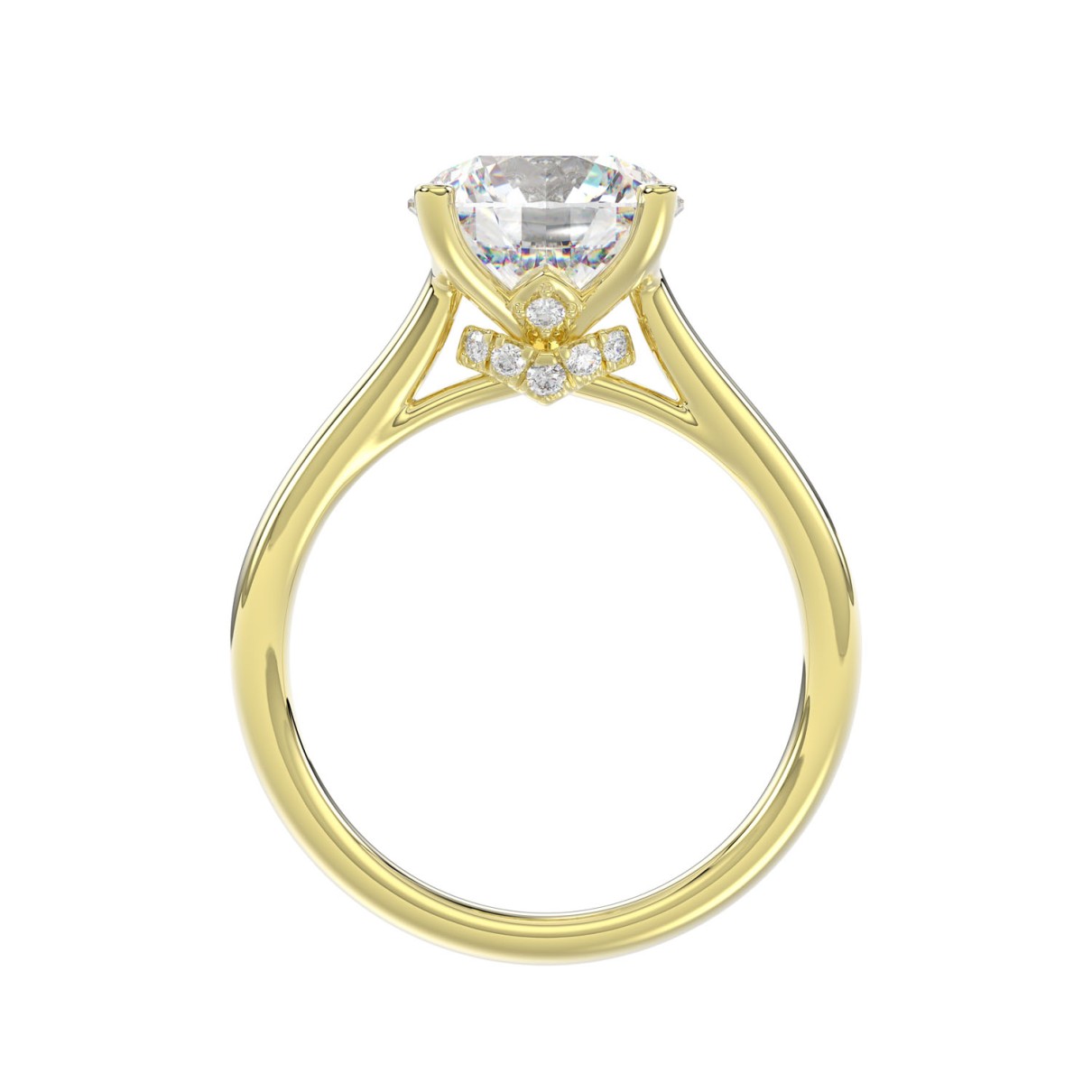 LADIES BRIDAL SET 4.00CT ROUND DIAMOND 14K YELLOW GOLD (CENTER STONE ROUND DIAMOND 3.00CT)