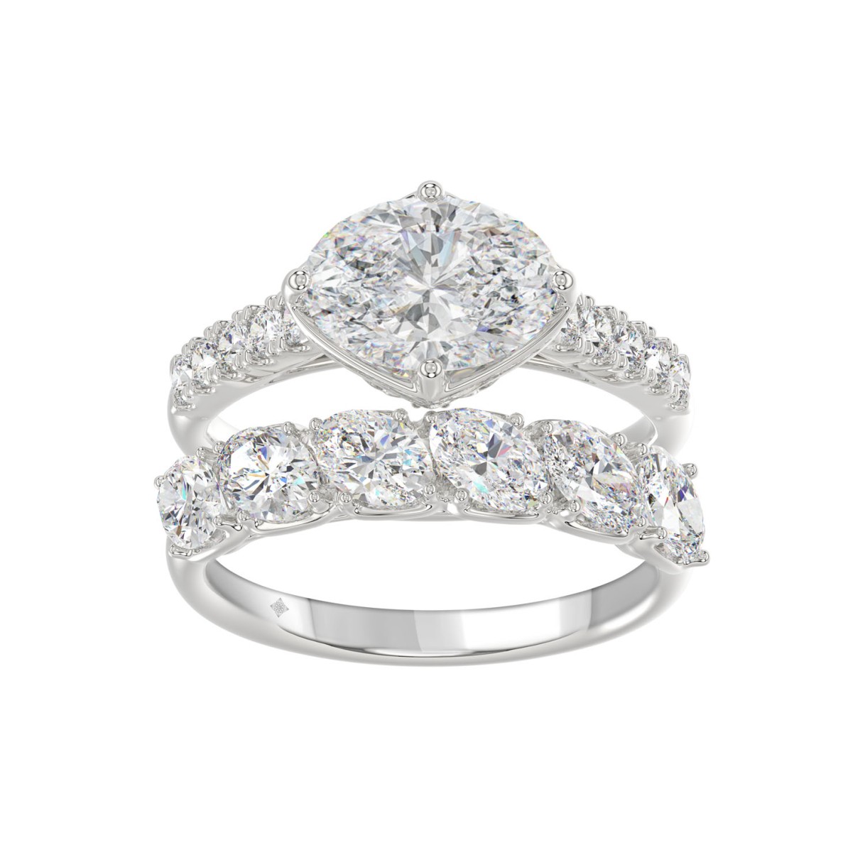 Ladies 14K White Gold Ladies Elegance- Bridal Set ...