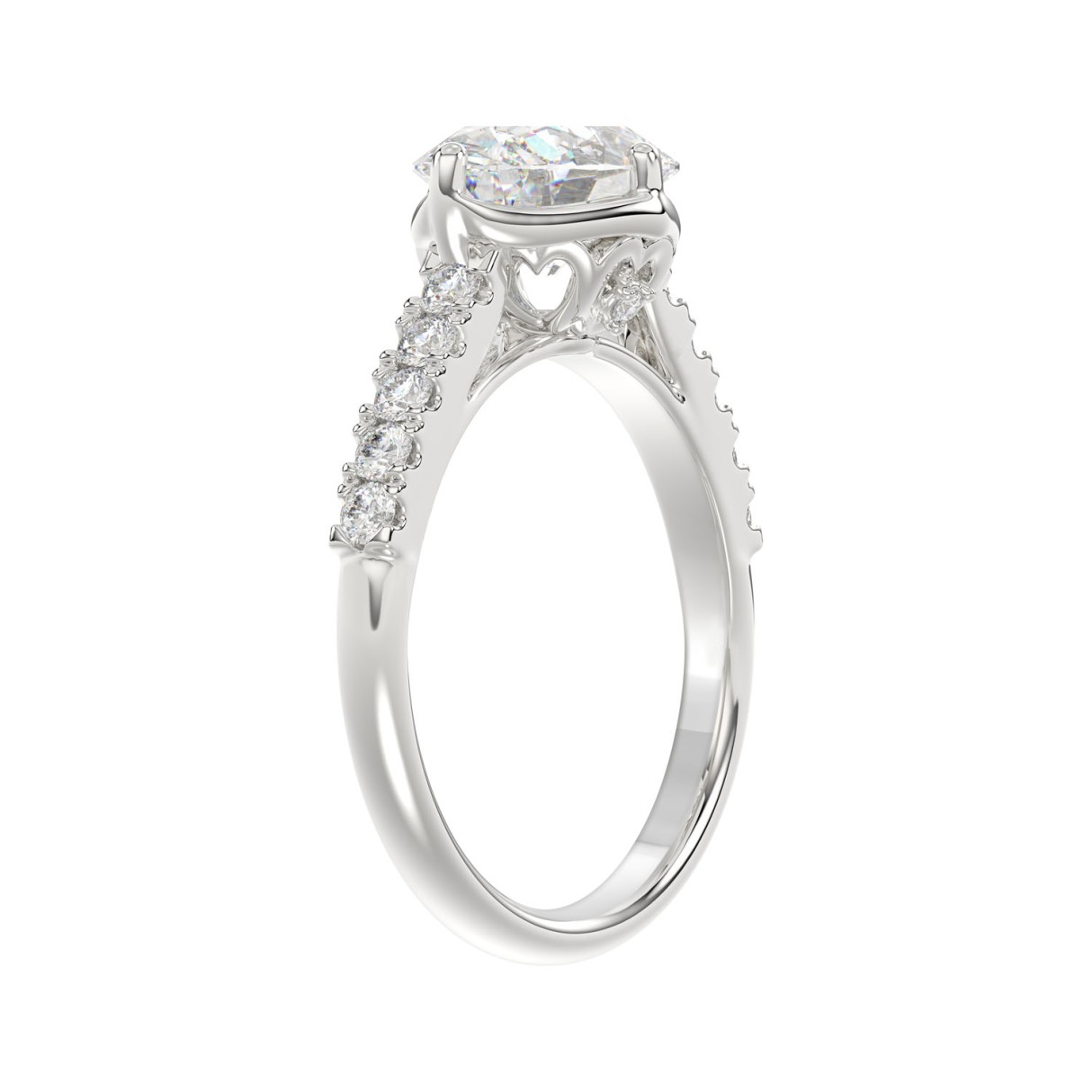 Ladies 14K White Gold Ladies Elegance- Bridal Set  3 3/4CT Round & Oval Diamonds 2.00CT Oval Center stone (Color F-G -Clarity VS1/VS2)