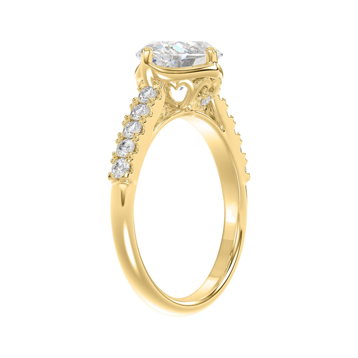 Ladies 14K Yellow Gold Ladies Elegance- Bridal Set  3 3/4CT Round & Oval Diamonds 2.00CT Oval Center stone (Color F-G -Clarity VS1/VS2)