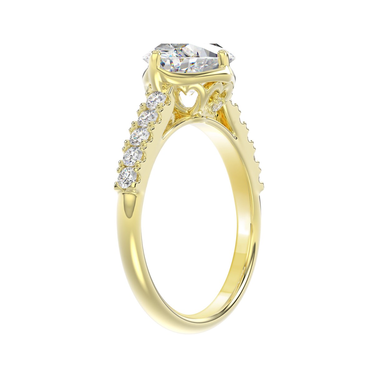 LADIES BRIDAL SET 3 3/4CT ROUND/OVAL DIAMOND 14K YELLOW GOLD (CENTER STONE OVAL DIAMOND 2.00CT)