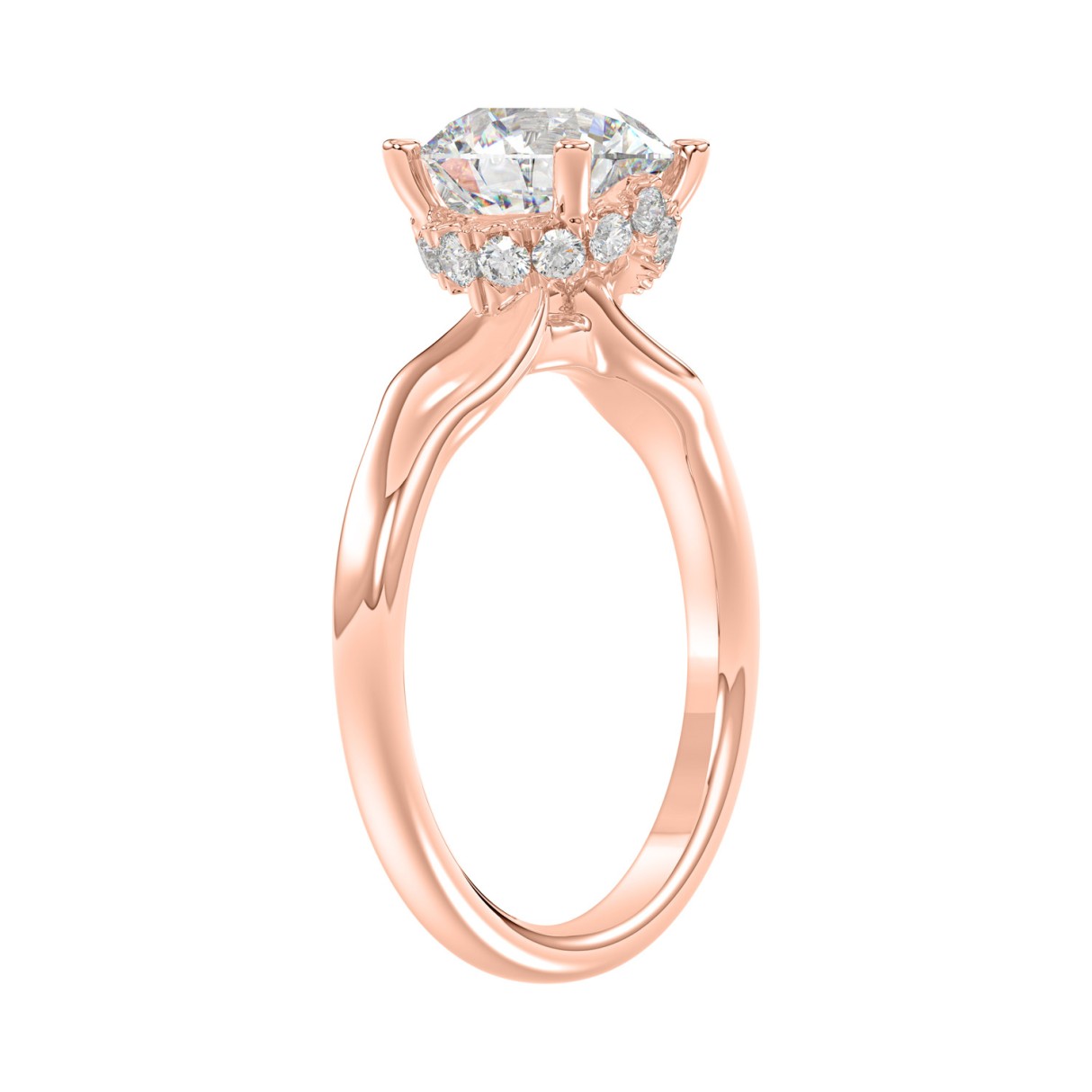 14K ROSE GOLD 3 5/8CT ROUND DIAMOND LADIES BRIDAL SET (CENTER STONE ROUND DIAMOND 2CT)