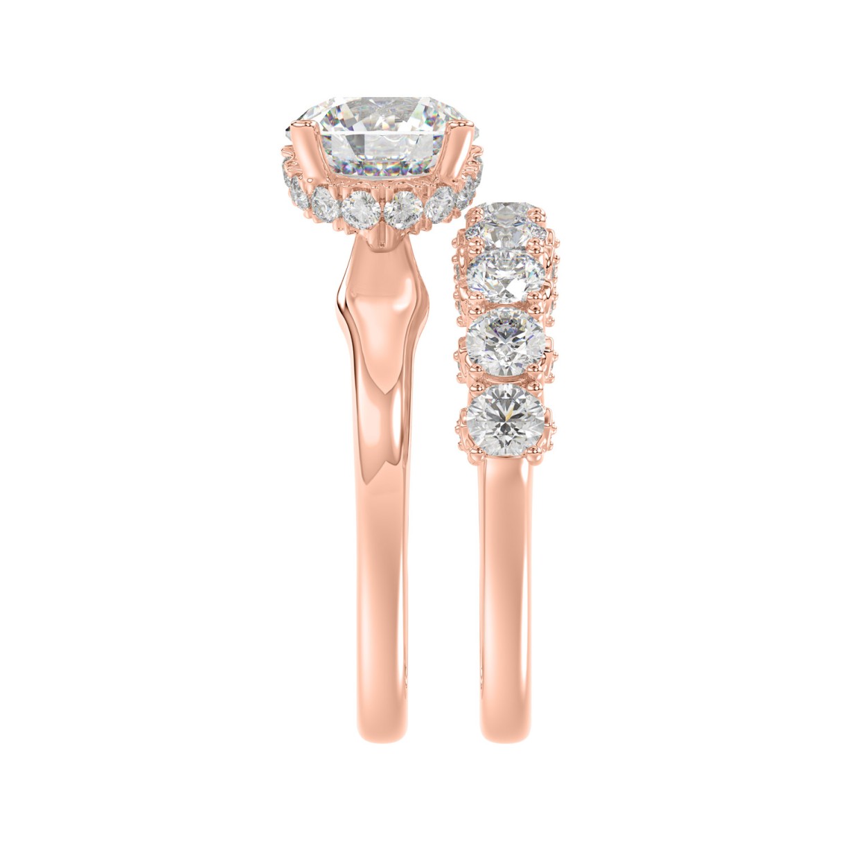 14K ROSE GOLD 3 5/8CT ROUND DIAMOND LADIES BRIDAL SET (CENTER STONE ROUND DIAMOND 2CT)