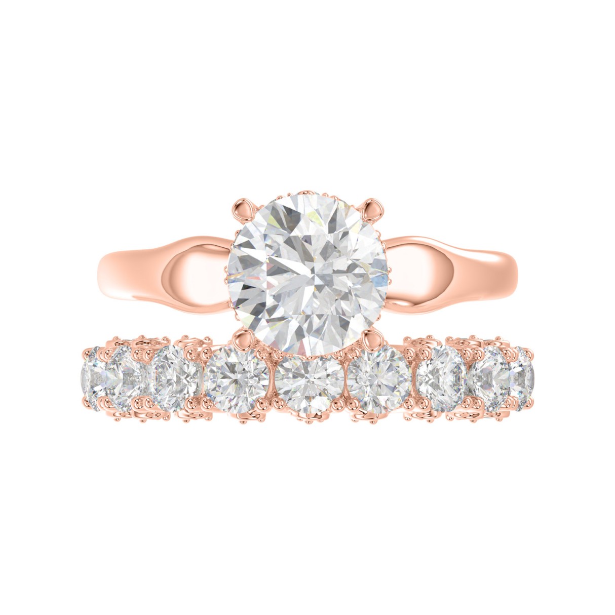 14K ROSE GOLD 3 5/8CT ROUND DIAMOND LADIES BRIDAL SET (CENTER STONE ROUND DIAMOND 2CT)