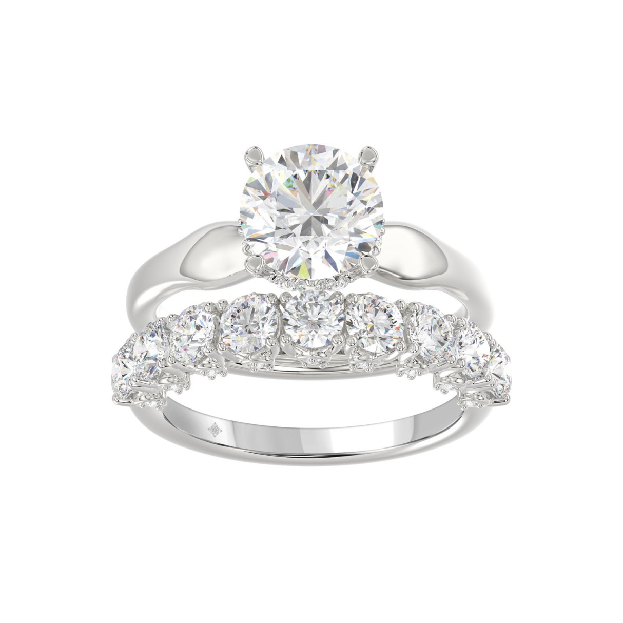 14K WHITE GOLD 3 5/8CT ROUND DIAMOND LADIES BRIDAL...