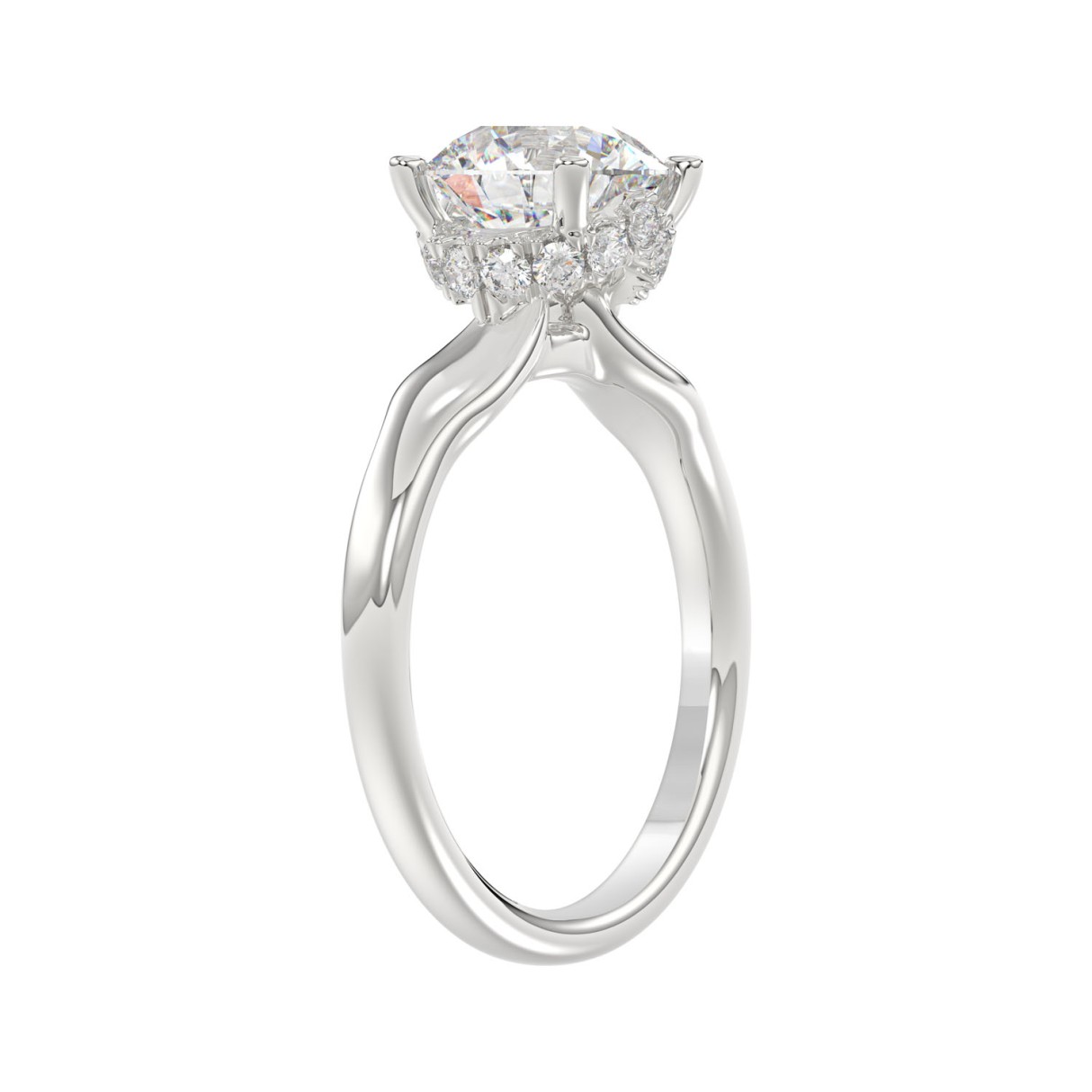 14K WHITE GOLD 3 5/8CT ROUND DIAMOND LADIES BRIDAL SET (CENTER STONE ROUND DIAMOND 2CT)