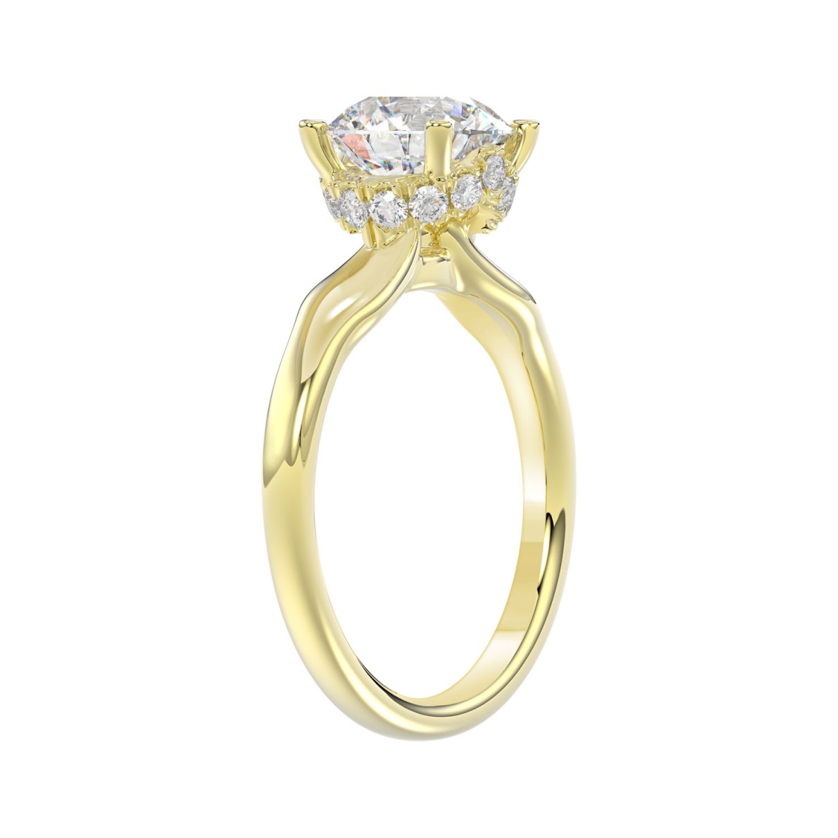 LADIES BRIDAL SET 3 5/8CT ROUND DIAMOND 14K YELLOW GOLD (CENTER STONE ROUND DIAMOND 2.00CT)