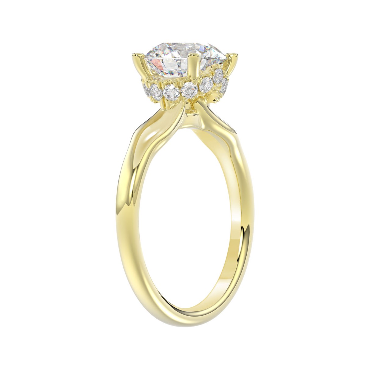 LADIES BRIDAL SET 3 5/8CT ROUND DIAMOND 14K YELLOW GOLD (CENTER STONE ROUND DIAMOND 2.00CT)