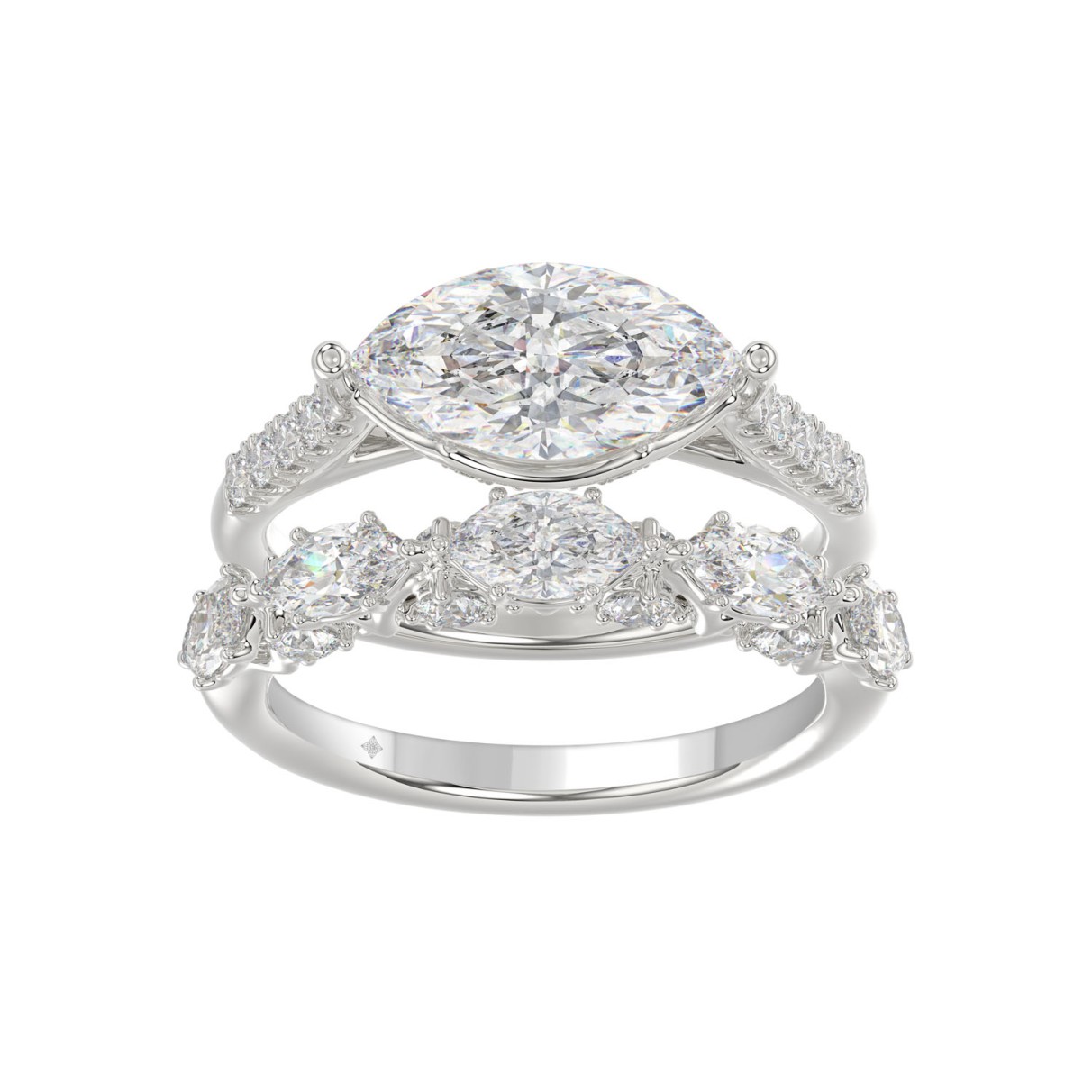 14K WHITE GOLD 3 1/2CT ROUND/MARQUISE DIAMOND LADI...