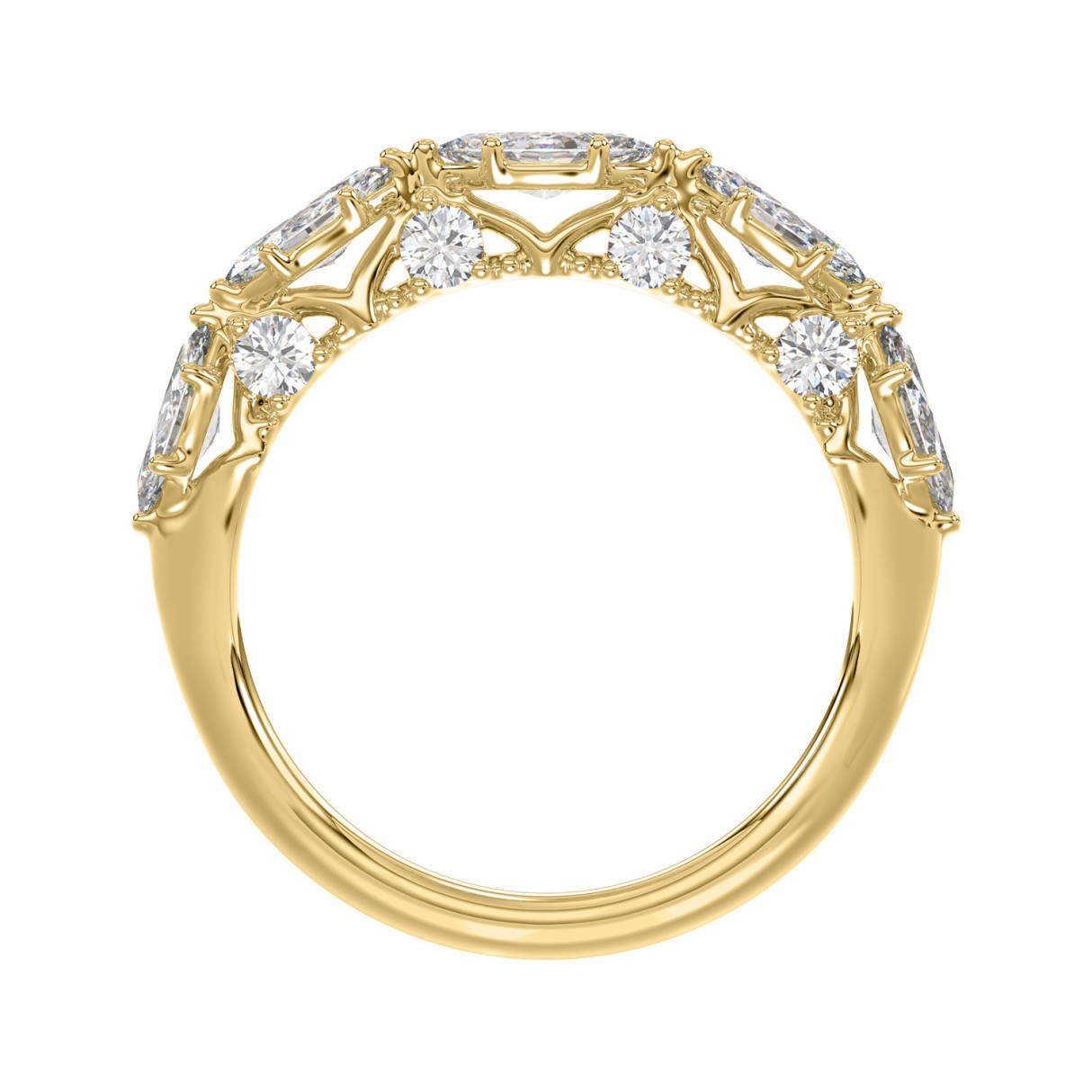 14K YELLOW GOLD 1 1/4CT ROUND/MARQUISE DIAMOND LADIES BAND