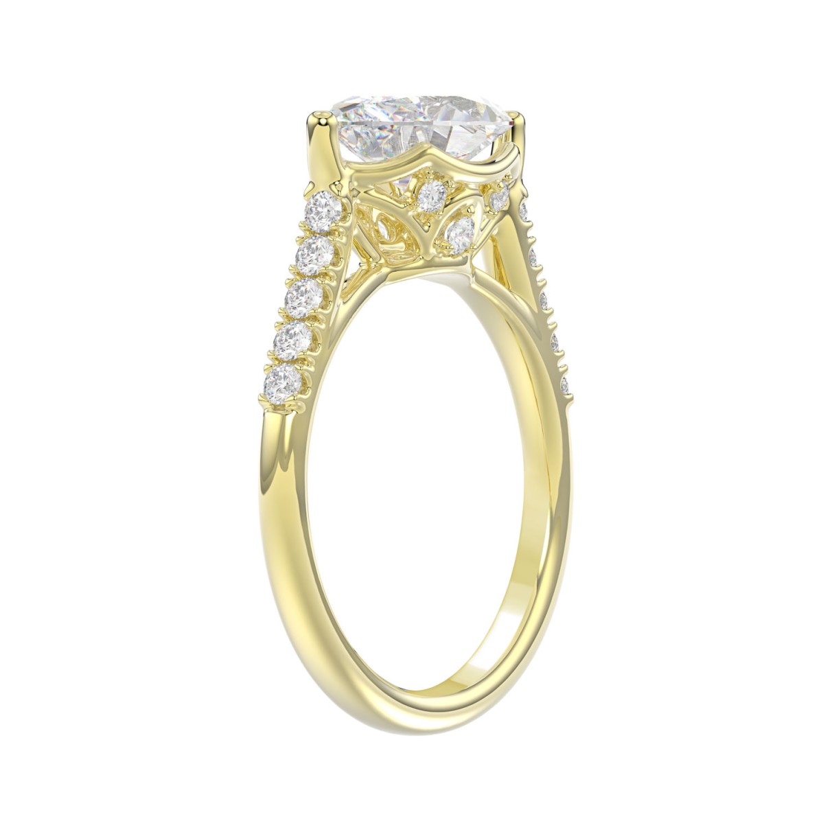 14K YELLOW GOLD 3 1/2CT ROUND/MARQUISE DIAMOND LADIES BRIDAL SET (CENTER STONE MARQUISE DIAMOND 2.00CT)